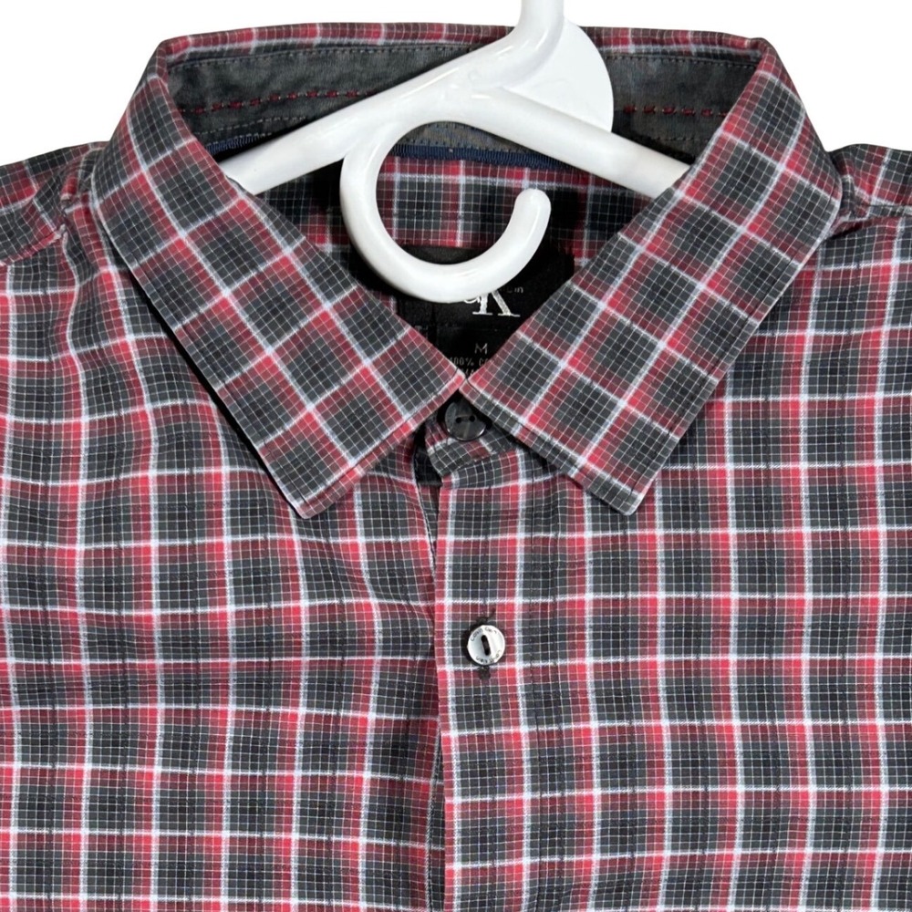 Calvin Klein Mens Red Black Plaid Long Sleeve Button Down Shirt Size Medium